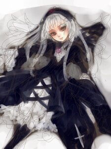 Rating: Safe Score: 0 Tags: 1girl dress frills hairband image long_hair long_sleeves looking_at_viewer rose silver_hair solo suigintou User: admin