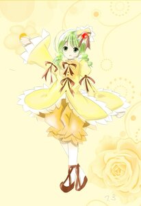 Rating: Safe Score: 0 Tags: 1girl auto_tagged dress flower full_body green_eyes green_hair hair_ornament image kanaria long_sleeves ribbon rose short_hair solo standing white_legwear wide_sleeves yellow_background yellow_dress User: admin