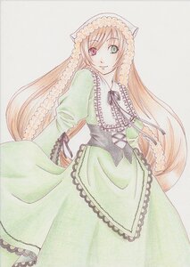 Rating: Safe Score: 0 Tags: 1girl auto_tagged brown_hair dress frills green_dress green_eyes head_scarf heterochromia image long_hair long_sleeves looking_at_viewer red_eyes simple_background smile solo suiseiseki traditional_media very_long_hair User: admin
