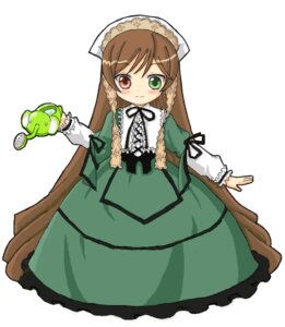 Rating: Safe Score: 0 Tags: 1girl blush brown_hair chaba_(chabanyu) dress elephant frills green_dress green_eyes hat heterochromia image long_hair long_sleeves looking_at_viewer lowres red_eyes rozen_maiden simple_background solo suiseiseki themed_object translation_request very_long_hair watering_can white_background User: admin