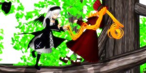 Rating: Safe Score: 0 Tags: auto_tagged blonde_hair bonnet dress hairband hat image long_hair long_sleeves multiple_girls pair shinku silver_hair suigintou very_long_hair wings User: admin