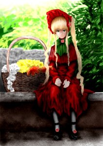 Rating: Safe Score: 0 Tags: 1girl blonde_hair bonnet bow dress flower green_eyes image long_hair looking_at_viewer pantyhose red_dress rose shinku sitting solo twintails very_long_hair User: admin