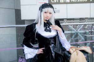 Rating: Safe Score: 0 Tags: 1girl bag bangs breasts dress gothic_lolita hairband lolita_fashion long_hair looking_at_viewer out_of_frame pov red_eyes solo solo_focus suigintou User: admin