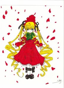 Rating: Safe Score: 0 Tags: 1girl black_footwear blonde_hair blue_eyes bonnet bow bowtie dress drill_hair flower full_body image long_hair long_sleeves looking_at_viewer petals red_dress rose_petals shinku shoes solo standing twin_drills twintails very_long_hair white_legwear User: admin