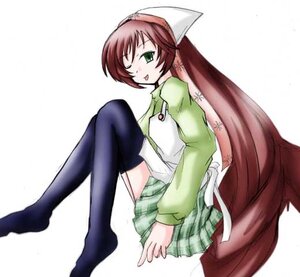 Rating: Safe Score: 0 Tags: 1girl black_legwear blush full_body green_eyes head_scarf image long_hair long_sleeves looking_at_viewer no_shoes simple_background sitting skirt solo suiseiseki thighhighs tongue tongue_out very_long_hair white_background User: admin