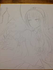 Rating: Safe Score: 0 Tags: 1girl akemi_homura black_hair dress frills graphite_(medium) hairband image long_hair long_sleeves looking_at_viewer monochrome photo ribbon simple_background sketch solo suigintou traditional_media white_background User: admin