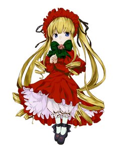 Rating: Safe Score: 0 Tags: 1girl black_footwear blonde_hair bloomers blue_eyes bonnet bow bowtie dress drill_hair flower full_body green_bow image long_hair long_sleeves looking_at_viewer shinku shoes simple_background sitting solo standing twintails underwear very_long_hair white_background User: admin