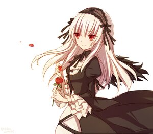 Rating: Safe Score: 0 Tags: 1girl black_dress black_ribbon dress flower frills hairband holding holding_flower image juliet_sleeves lolita_fashion lolita_hairband long_hair long_sleeves looking_at_viewer puffy_sleeves red_eyes red_flower red_rose ribbon rose silver_hair simple_background smile solo suigintou white_background User: admin