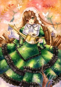 Rating: Safe Score: 0 Tags: 1girl :d brown_hair bug butterfly dress frills green_dress green_eyes head_scarf heterochromia image insect long_hair long_sleeves open_mouth red_eyes smile solo suiseiseki very_long_hair watering_can User: admin