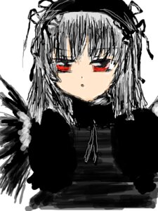 Rating: Safe Score: 0 Tags: 1girl bangs black_dress black_wings dress feathered_wings feathers image long_sleeves looking_at_viewer red_eyes simple_background solo suigintou upper_body white_background wings User: admin