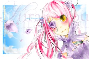 Rating: Safe Score: 0 Tags: 1girl blush flower hair_flower hair_ornament image kirakishou long_hair petals pink_hair rose smile solo white_flower white_rose yellow_eyes User: admin