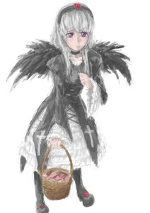 Rating: Safe Score: 0 Tags: 1girl black_feathers black_wings choker dress feathered_wings feathers frills full_body hairband image long_hair long_sleeves looking_at_viewer purple_eyes simple_background solo standing suigintou white_background wings User: admin