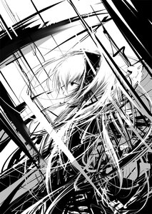 Rating: Safe Score: 0 Tags: 1girl greyscale image iori_yakatabako long_hair looking_at_viewer monochrome rozen_maiden solo suigintou weapon User: admin