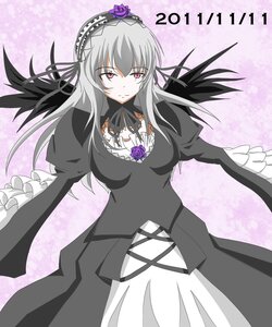 Rating: Safe Score: 0 Tags: 1girl black_dress black_wings dress flower frills hairband image long_hair long_sleeves looking_at_viewer silver_hair solo suigintou wings User: admin