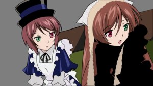 Rating: Safe Score: 0 Tags: :o auto_tagged brown_hair frills green_eyes hat heterochromia image looking_at_viewer multiple_girls open_mouth pair red_eyes short_hair siblings sisters souseiseki suiseiseki top_hat twins User: admin