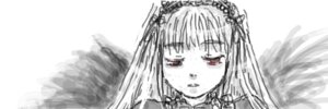 Rating: Safe Score: 0 Tags: 1girl bangs black_wings closed_mouth dress flower frills hairband image long_hair long_sleeves looking_at_viewer monochrome red_eyes simple_background solo suigintou upper_body white_background wings User: admin