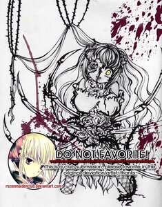 Rating: Safe Score: 0 Tags: 2girls blood dress flower frills image kirakishou long_hair monochrome multiple_girls rose shinku solo twintails User: admin