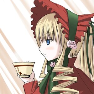 Rating: Safe Score: 0 Tags: 1girl blonde_hair blue_eyes blush bonnet bow bowtie cup drill_hair flower hair_ribbon hat hat_flower holding_cup image long_hair long_sleeves lowres pink_flower pink_rose ponytail profile ribbon rose rozen_maiden shinku sidelocks solo sorethroat striped_background tea teacup twin_drills User: admin
