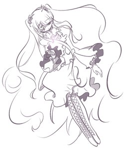 Rating: Safe Score: 0 Tags: 1girl boots cross-laced_footwear dress eyepatch frills full_body image kirakishou knee_boots lace-up_boots lineart long_hair long_sleeves monochrome solo thigh_boots twintails very_long_hair wide_sleeves User: admin