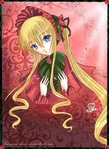 Rating: Safe Score: 0 Tags: 1girl auto_tagged blonde_hair blue_eyes bonnet bow capelet dress flower green_bow green_neckwear image long_hair long_sleeves looking_at_viewer red_dress rose shinku sitting solo twintails very_long_hair User: admin