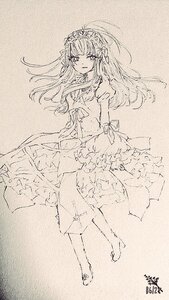 Rating: Safe Score: 0 Tags: 1girl dated dress full_body image long_hair looking_at_viewer monochrome signature sketch solo suigintou traditional_media User: admin