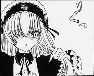 Rating: Safe Score: 0 Tags: 1girl dress flower greyscale hair_over_one_eye hairband image long_hair looking_at_viewer monochrome ribbon rose solo suigintou upper_body User: admin