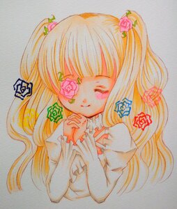 Rating: Safe Score: 0 Tags: 1girl closed_eyes colored_pencil_(medium) dress flower hair_ornament hands_clasped image kirakishou long_hair marker_(medium) own_hands_together pink_flower pink_rose red_flower red_rose rose smile solo traditional_media watercolor_(medium) User: admin