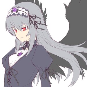 Rating: Safe Score: 0 Tags: 1girl black_wings dress flower frills frown hairband image juliet_sleeves lolita_hairband long_hair long_sleeves puffy_sleeves purple_flower red_eyes ribbon rose silver_hair simple_background solo suigintou upper_body white_background wings User: admin