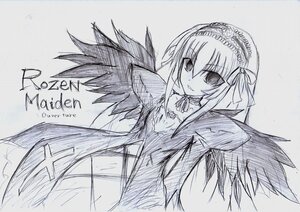 Rating: Safe Score: 0 Tags: 1girl auto_tagged black_wings blush dress greyscale hairband image long_hair long_sleeves looking_at_viewer monochrome simple_background solo suigintou traditional_media white_background wings User: admin