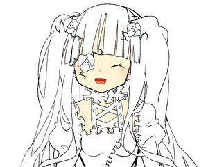 Rating: Safe Score: 0 Tags: 1girl bangs blush closed_eyes detached_collar dress facing_viewer flower hair_flower hair_ornament image kirakishou long_hair open_mouth simple_background solo twintails upper_body white_background User: admin