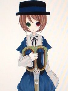 Rating: Safe Score: 0 Tags: 1girl auto_tagged bangs blue_dress book brown_hair cowboy_shot dress green_eyes hat heterochromia holding image long_sleeves looking_at_viewer red_eyes ribbon short_hair simple_background solo souseiseki standing User: admin