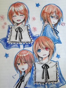 Rating: Safe Score: 0 Tags: 1girl :d ^_^ anger_vein angry blue_eyes blush character_sheet closed_eyes expressions heterochromia image marker_(medium) multiple_views open_mouth red_eyes ribbon short_hair smile solo souseiseki star_(symbol) traditional_media twins watercolor_(medium) User: admin