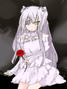 Rating: Safe Score: 0 Tags: 1girl dress flower image kirakishou long_hair looking_at_viewer red_flower red_rose rose silver_hair sitting sketch solo two_side_up very_long_hair yellow_eyes User: admin