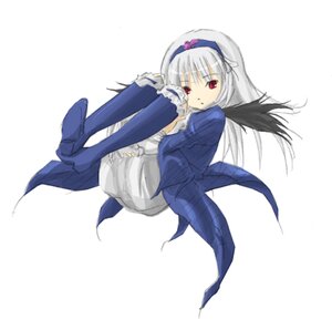 Rating: Safe Score: 0 Tags: 1girl bangs black_wings dress frills full_body hairband image long_hair long_sleeves looking_at_viewer red_eyes simple_background sitting solo suigintou white_background wings User: admin