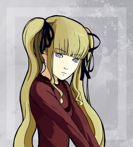 Rating: Safe Score: 0 Tags: 1girl bangs blonde_hair blue_eyes blunt_bangs closed_mouth hair_ribbon image long_hair long_sleeves looking_at_viewer red_dress ribbon shinku sidelocks solo twintails upper_body User: admin