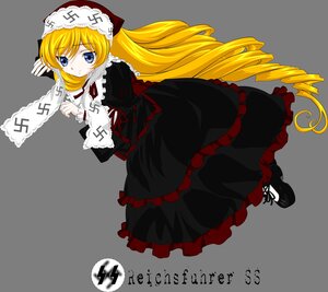 Rating: Safe Score: 0 Tags: 1girl blonde_hair blue_eyes boots dress drill_hair frills full_body image long_hair long_sleeves looking_at_viewer solo striped striped_background suiseiseki very_long_hair User: admin