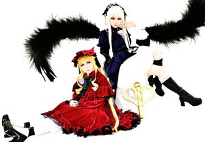 Rating: Safe Score: 0 Tags: 2girls black_footwear black_wings blonde_hair blue_eyes boots dress frills high_heels long_hair long_sleeves looking_at_viewer multiple_cosplay multiple_girls red_dress rose shinku sitting suigintou tagme wings User: admin