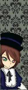 Rating: Safe Score: 0 Tags: 1girl bangs black_ribbon blue_dress brown_hair dress frills green_eyes hat heterochromia image long_sleeves looking_at_viewer red_eyes ribbon solo souseiseki suiseiseki top_hat upper_body User: admin