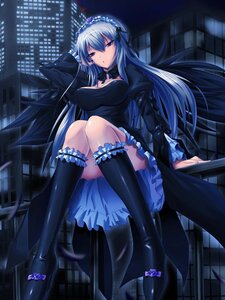 Rating: Safe Score: 0 Tags: 1girl black_footwear black_legwear boots breasts building cleavage crossed_legs dress frills gothic_lolita hairband high_heels image knee_boots kneehighs large_breasts leg_garter lolita_fashion lolita_hairband long_hair looking_at_viewer night purple_eyes silver_hair sitting solo suigintou wings User: admin