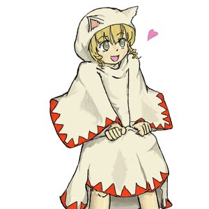 Rating: Safe Score: 0 Tags: 1girl :d animal_ears blonde_hair dress earrings heart hinaichigo image jewelry looking_at_viewer open_mouth smile solo white_background white_mage User: admin