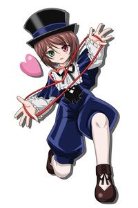 Rating: Safe Score: 0 Tags: 1girl brown_hair full_body green_eyes hat heart heterochromia long_sleeves looking_at_viewer red_eyes ribbon short_hair solo souseiseki top_hat white_legwear User: admin