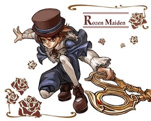 Rating: Safe Score: 0 Tags: 1boy brown_hair character_name full_body hat heterochromia image long_sleeves pants red_eyes ribbon rose shorts solo souseiseki top_hat User: admin