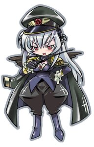 Rating: Safe Score: 0 Tags: 1girl artist_request blush boots cleavage gloves hat image long_hair long_sleeves military military_uniform peaked_cap red_eyes riding_crop rozen_maiden silver_hair solo striped suigintou uniform whip white_hair User: admin