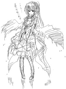 Rating: Safe Score: 0 Tags: 1girl artist_request breasts dress full_body greyscale image long_hair long_sleeves looking_at_viewer monochrome ponytail rozen_maiden sketch solo suigintou white_background wings User: admin