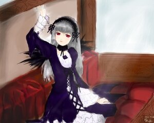 Rating: Safe Score: 0 Tags: 1girl cross-laced_clothes dress flower frills hairband image long_hair long_sleeves looking_at_viewer red_eyes ribbon rose silver_hair sitting solo suigintou wings User: admin