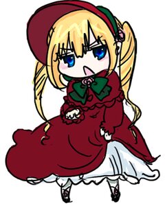 Rating: Safe Score: 0 Tags: 1girl blonde_hair blue_eyes blush bow bowtie capelet dress full_body green_bow green_neckwear image long_hair long_sleeves looking_at_viewer red_capelet red_dress shinku shoes simple_background solo standing twintails white_background User: admin