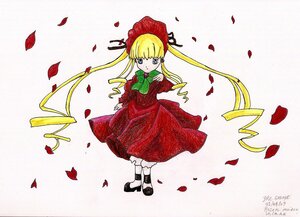 Rating: Safe Score: 0 Tags: 1girl auto_tagged black_footwear blonde_hair blue_eyes bonnet bow bowtie dress flower full_body green_bow green_neckwear image long_hair long_sleeves looking_at_viewer petals red_dress rose rose_petals shinku shoes solo twintails white_legwear User: admin