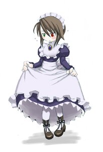 Rating: Safe Score: 0 Tags: 1boy 1girl apron artist_request blush brooch brown_hair dress enmaided flying_sweatdrops frills full_body green_eyes heterochromia image long_sleeves maid maid_apron red_eyes rozen_maiden skirt_hold solo souseiseki white_background white_legwear User: admin