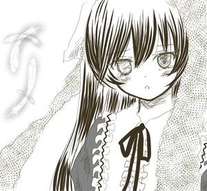 Rating: Safe Score: 0 Tags: 1girl blush frills image long_hair looking_at_viewer monochrome ribbon solo suiseiseki tears upper_body User: admin