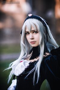 Rating: Safe Score: 0 Tags: 1girl bangs black_dress blurry blurry_background closed_mouth depth_of_field dress gothic_lolita hairband lips lolita_fashion long_hair silver_hair solo suigintou upper_body watermark User: admin